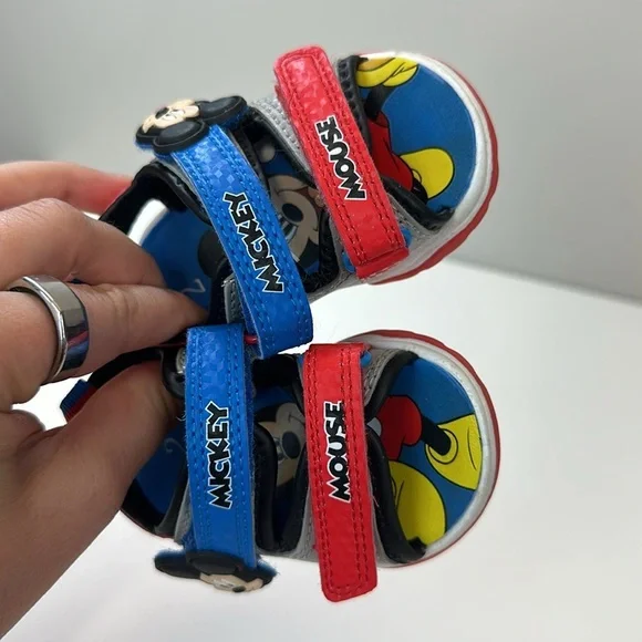 Disney Junior Mickey Mouse Sandals Kids Childrens Baby Size 2 Red Blue Summer - Picture 15 of 16